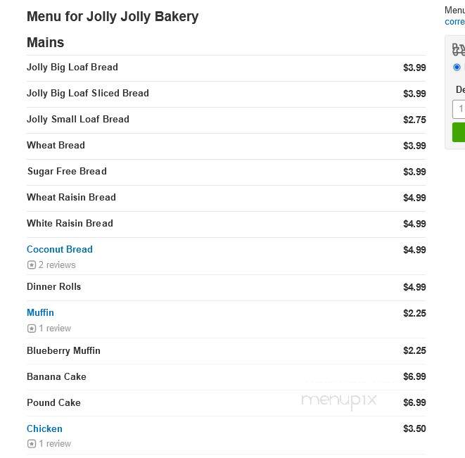 Jolly Jolly Bakery - Houston, TX menu_pic