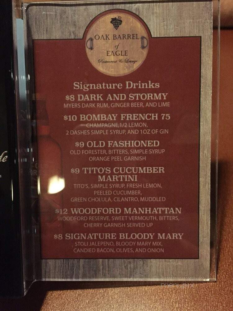 Oak Barrel of Eagle - Eagle, ID menu_pic