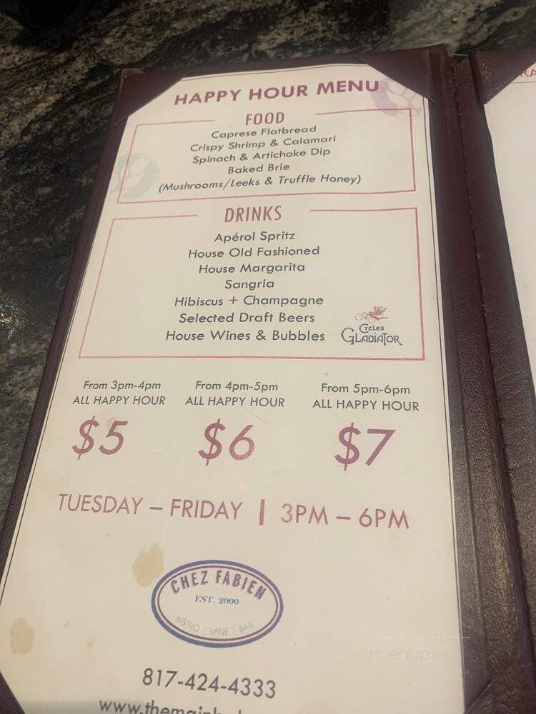 Chez Fabien - Grapevine, TX menu_pic