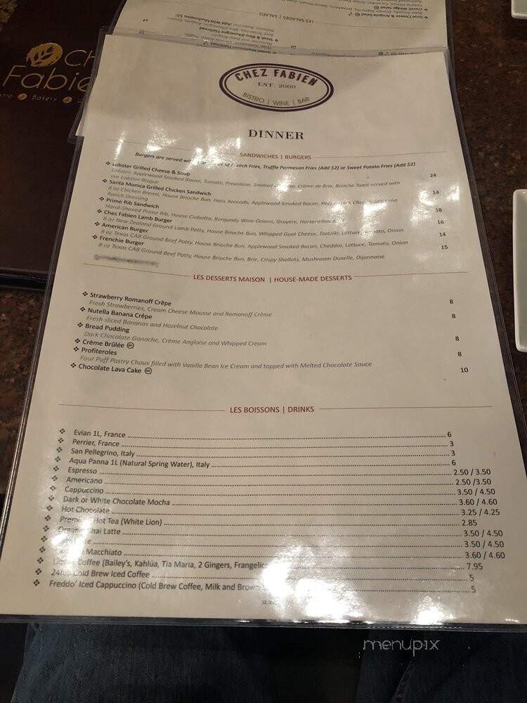 Chez Fabien - Grapevine, TX menu_pic