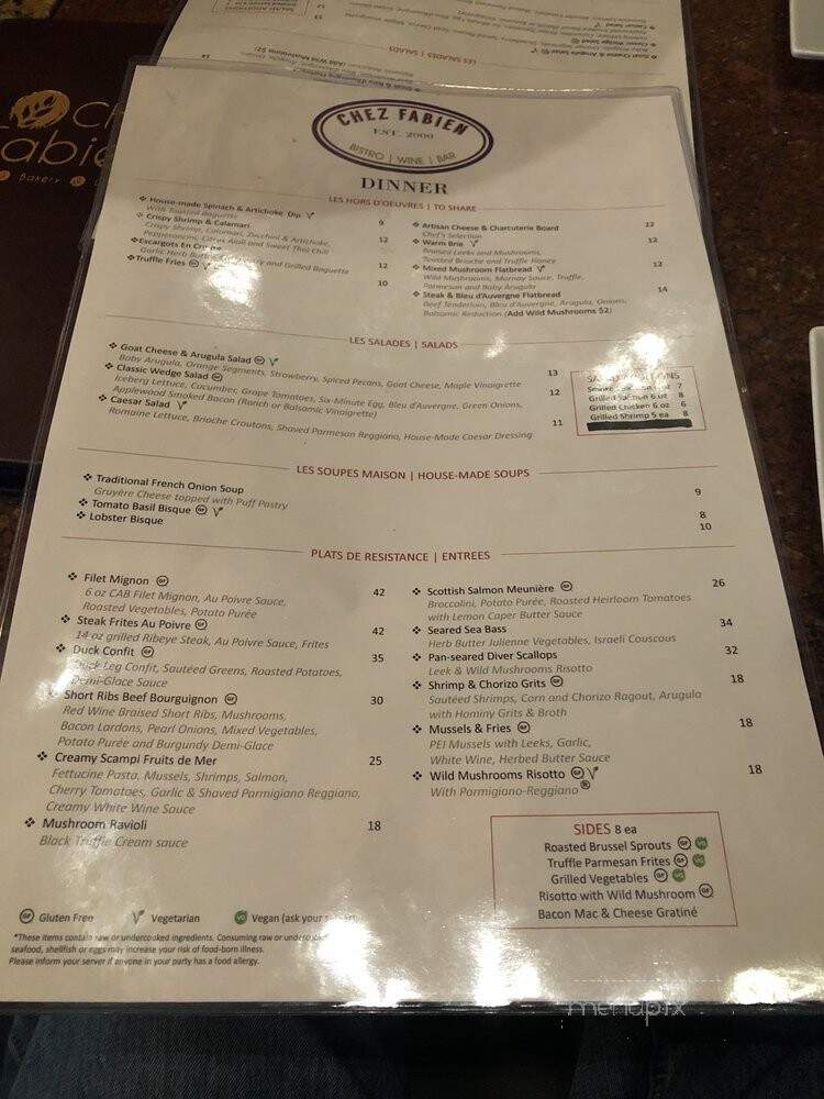 Chez Fabien - Grapevine, TX menu_pic