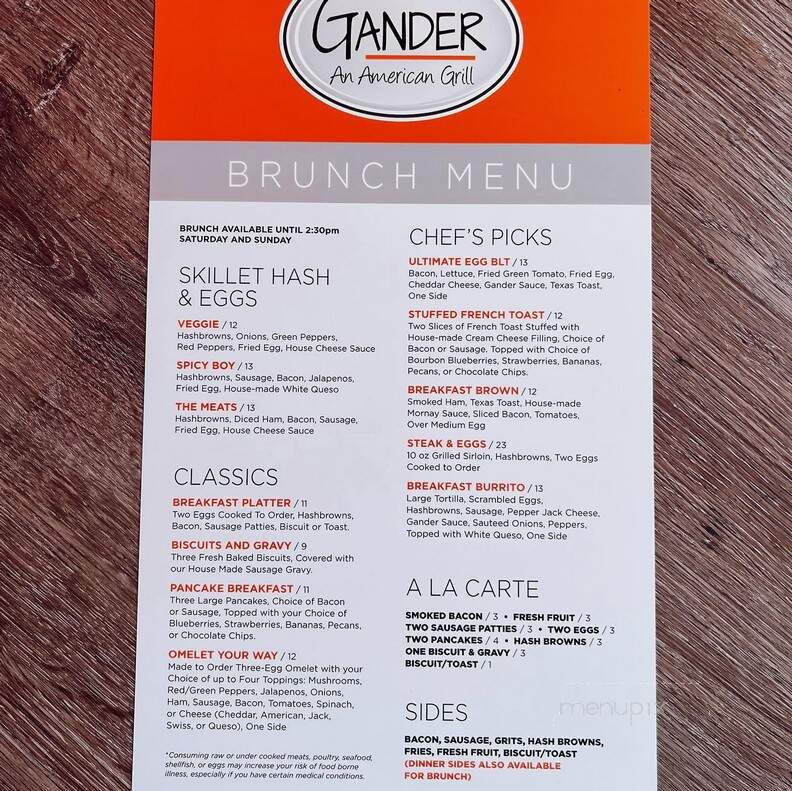 Gander An American Grill - Louisville, KY menu_pic