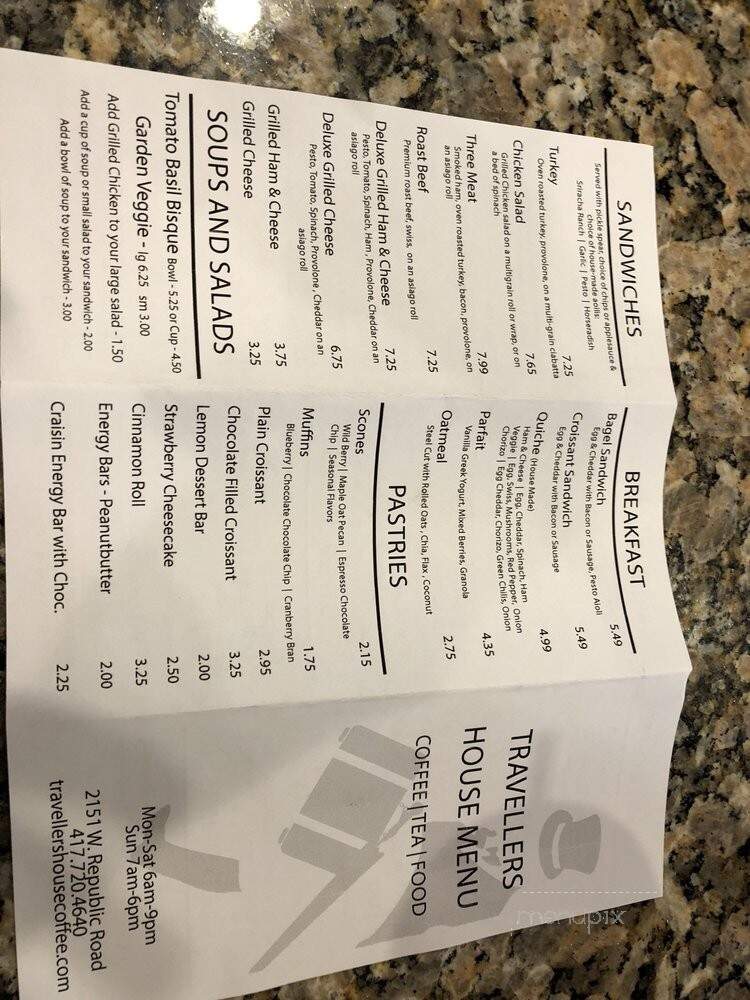 Travellers House Coffee & Tea - Springfield, MO menu_pic