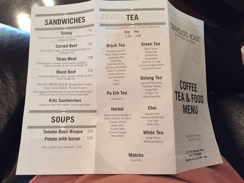 Travellers House Coffee & Tea - Springfield, MO menu_pic