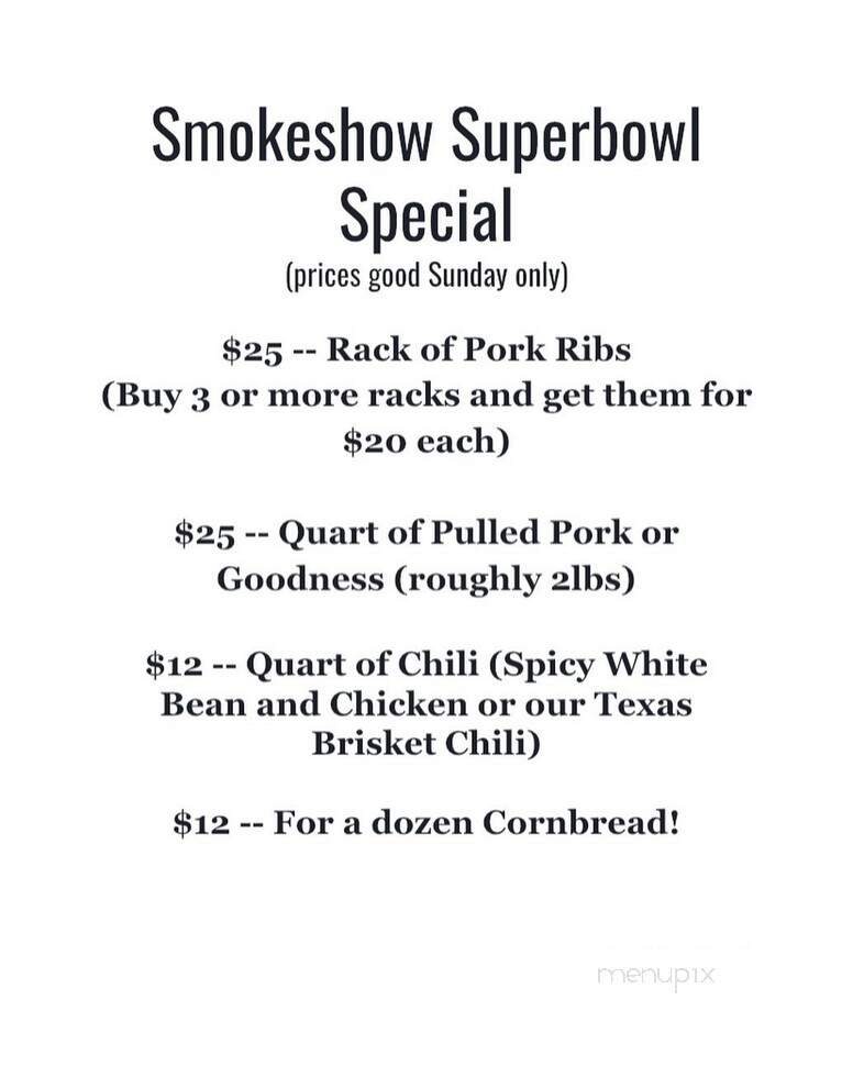 Smokeshow Barbeque - Concord, NH menu_pic