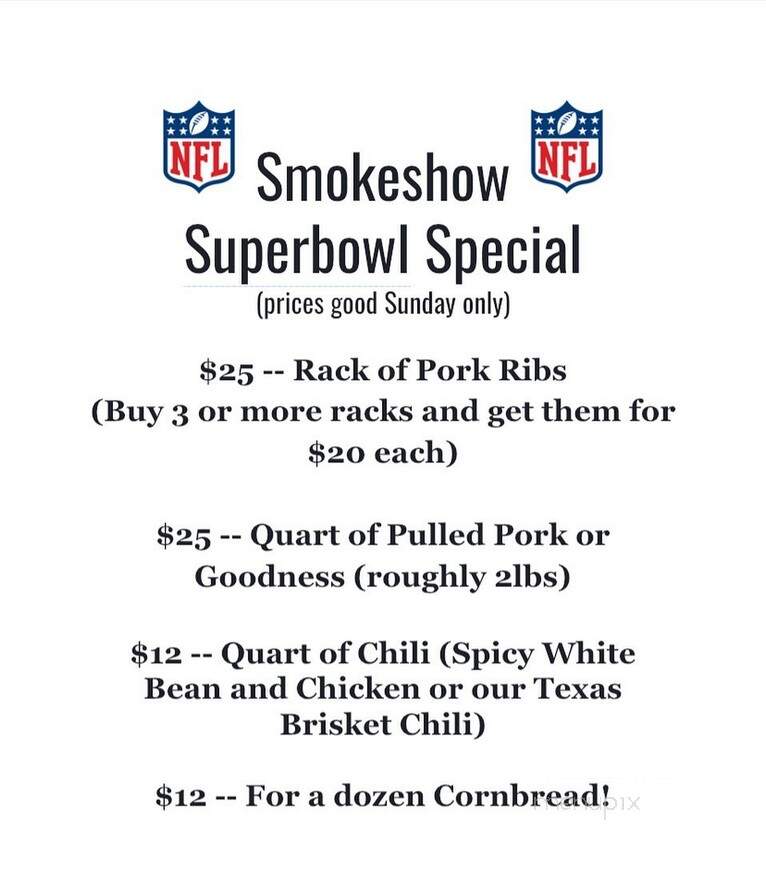 Smokeshow Barbeque - Concord, NH menu_pic