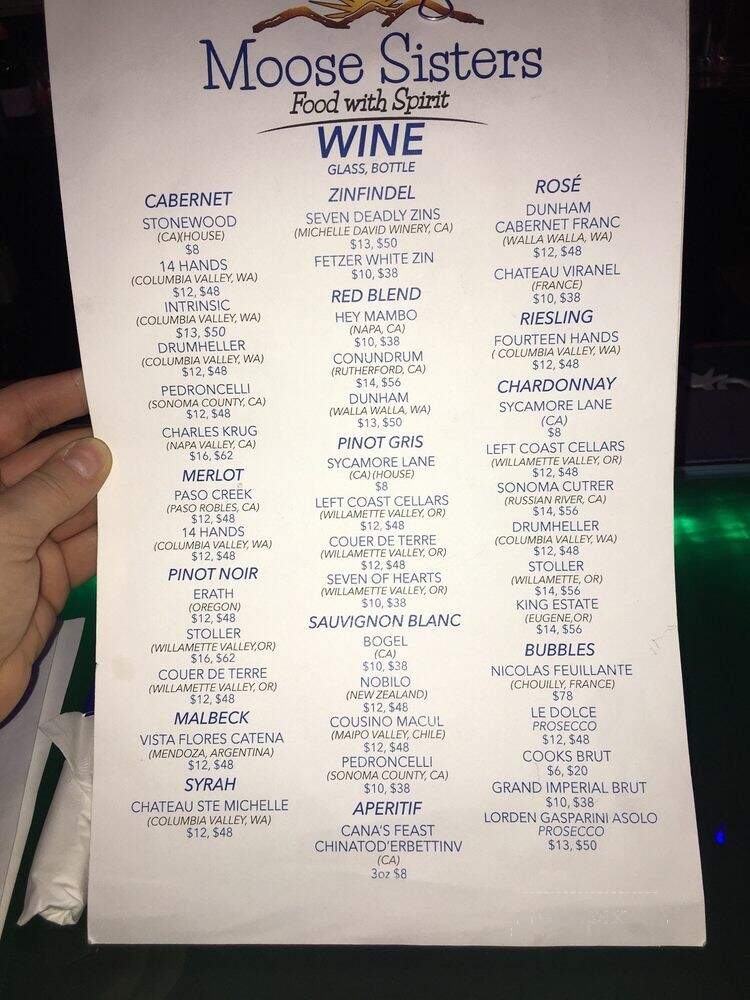 Moose Sisters - Bend, OR menu_pic