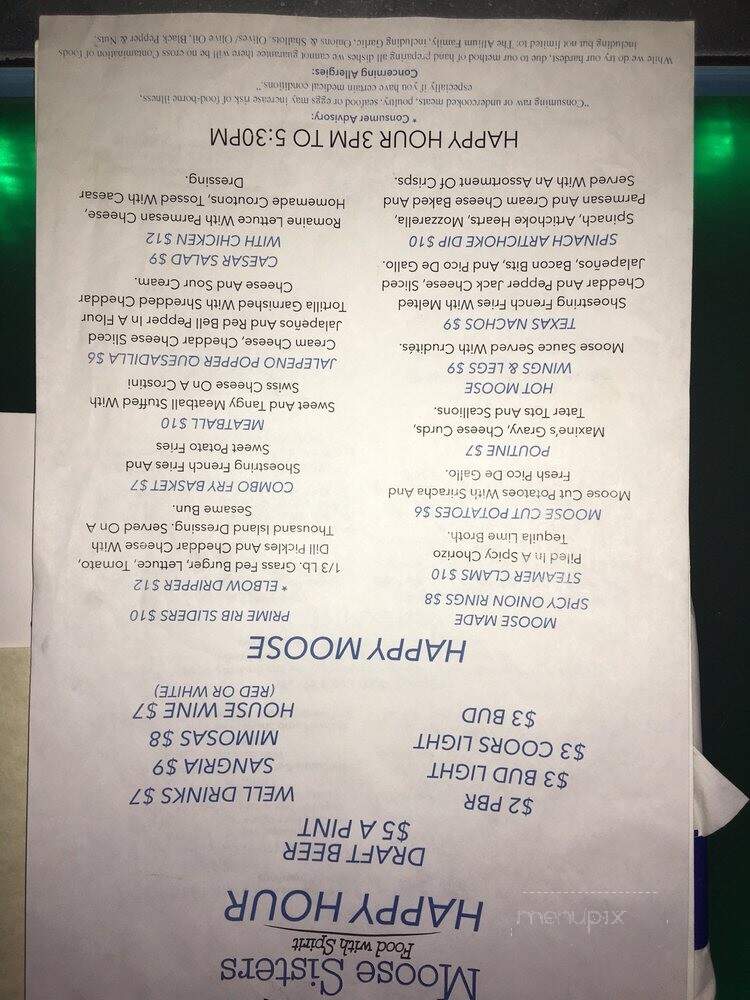 Moose Sisters - Bend, OR menu_pic