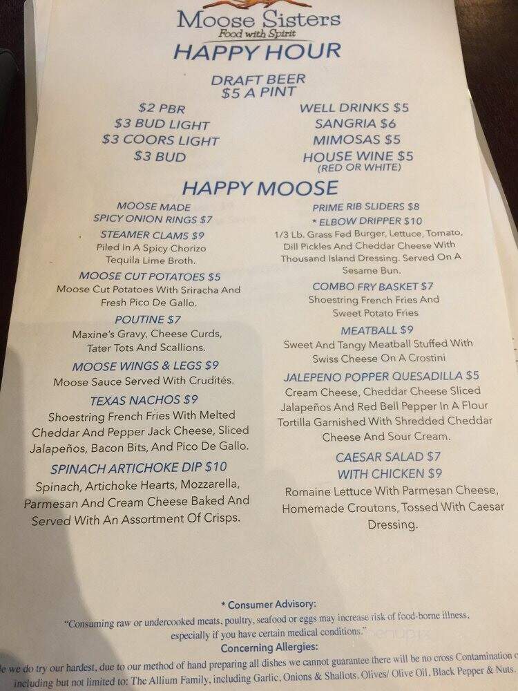 Moose Sisters - Bend, OR menu_pic