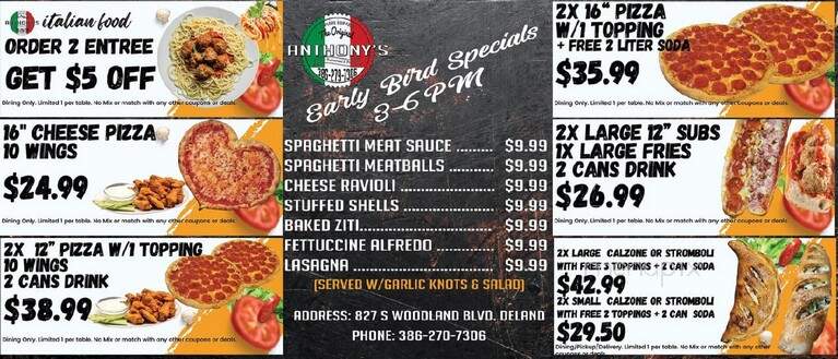 Anthony's Pizza - DeLand, FL menu_pic