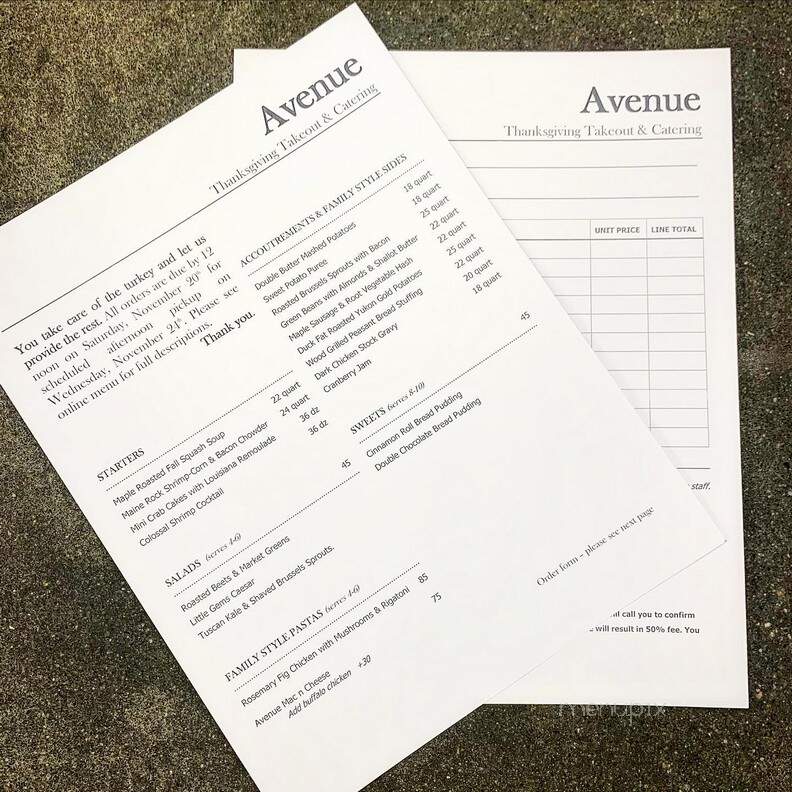 Avenue - Medfield, MA menu_pic