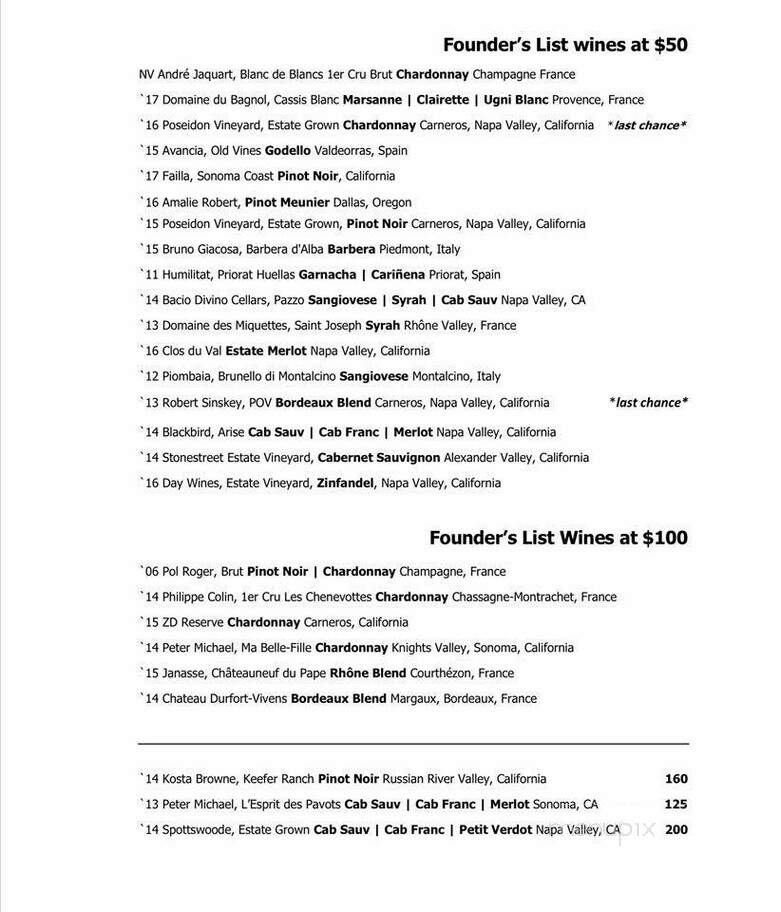 Avenue - Medfield, MA menu_pic