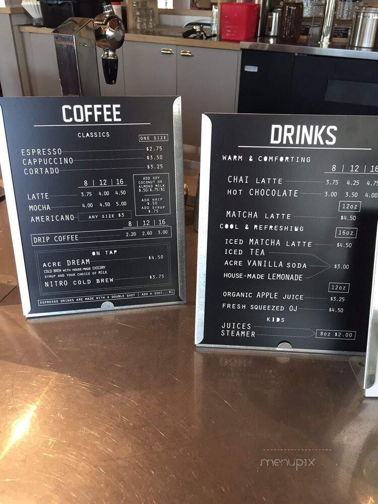 Acre Coffee - Petaluma, CA menu_pic