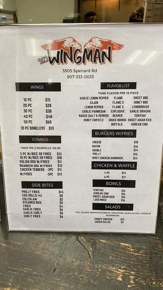 907 Wingman - Anchorage, AK menu_pic