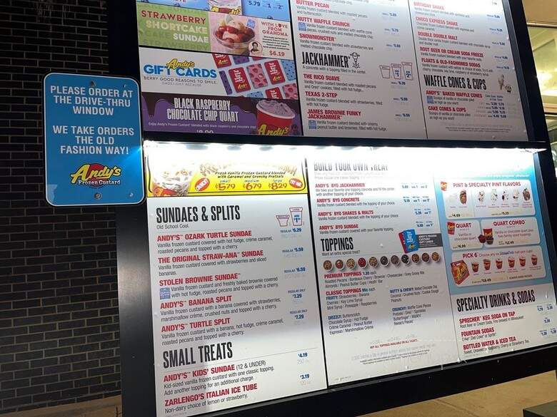 Andy's Frozen Custard - Carrollton, TX menu_pic