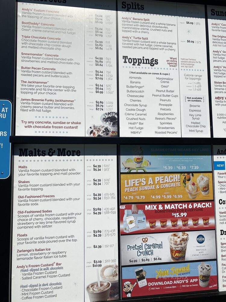 Andy's Frozen Custard - Carrollton, TX menu_pic