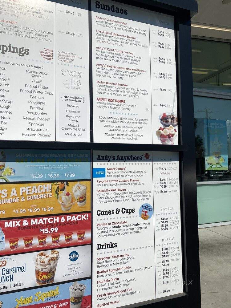 Andy's Frozen Custard - Carrollton, TX menu_pic
