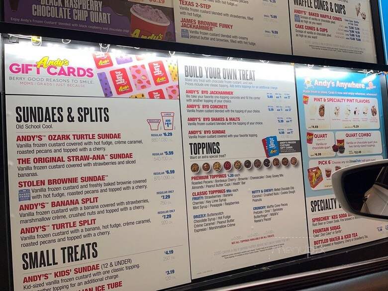 Andy's Frozen Custard - Carrollton, TX menu_pic