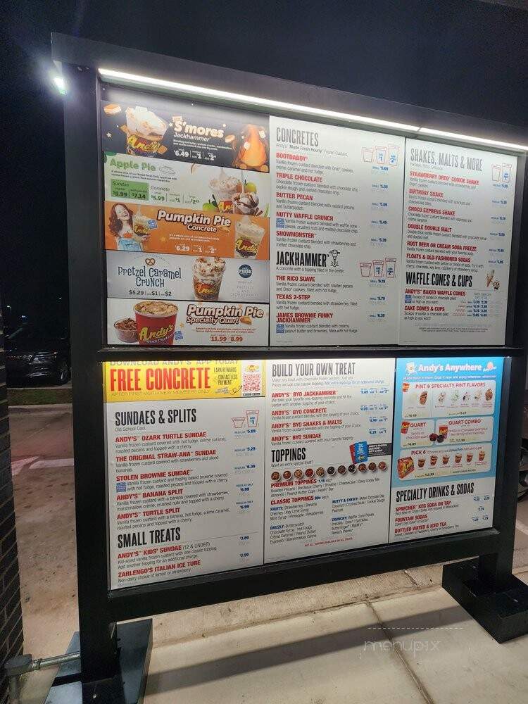 Andy's Frozen Custard - Carrollton, TX menu_pic