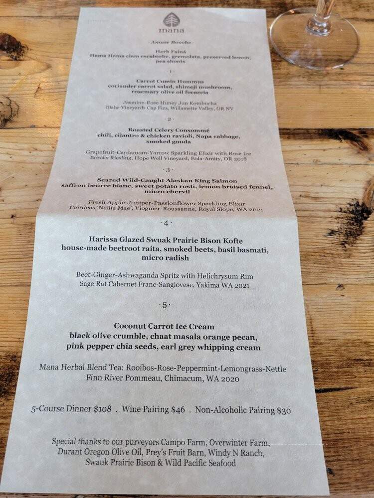 Mana Restaurant - Leavenworth, WA menu_pic