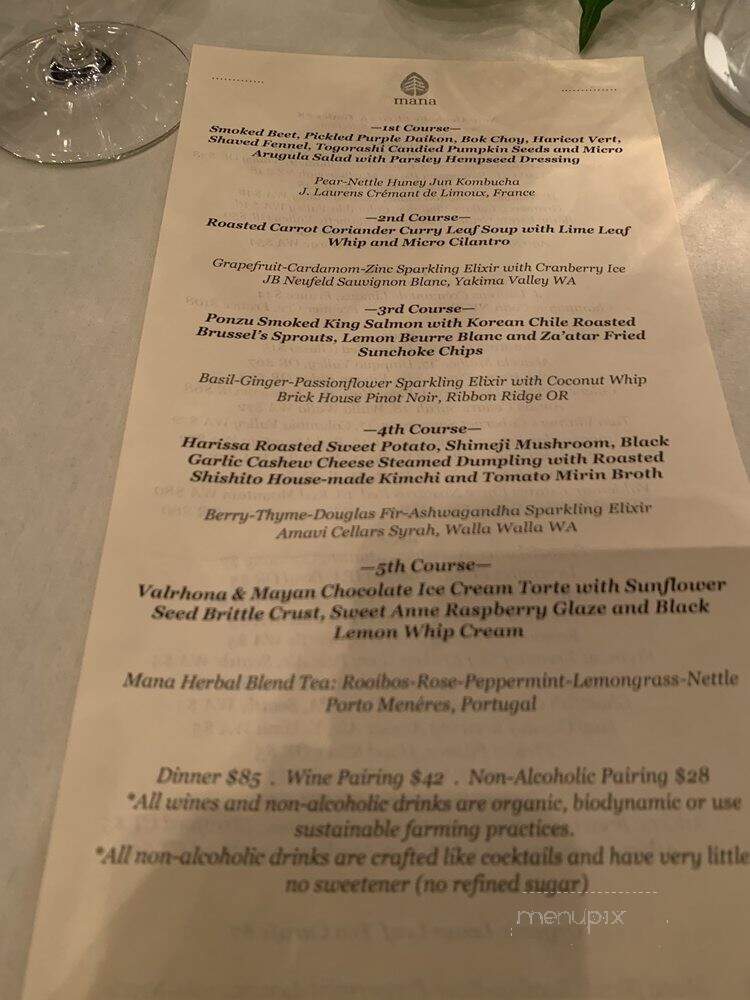 Mana Restaurant - Leavenworth, WA menu_pic
