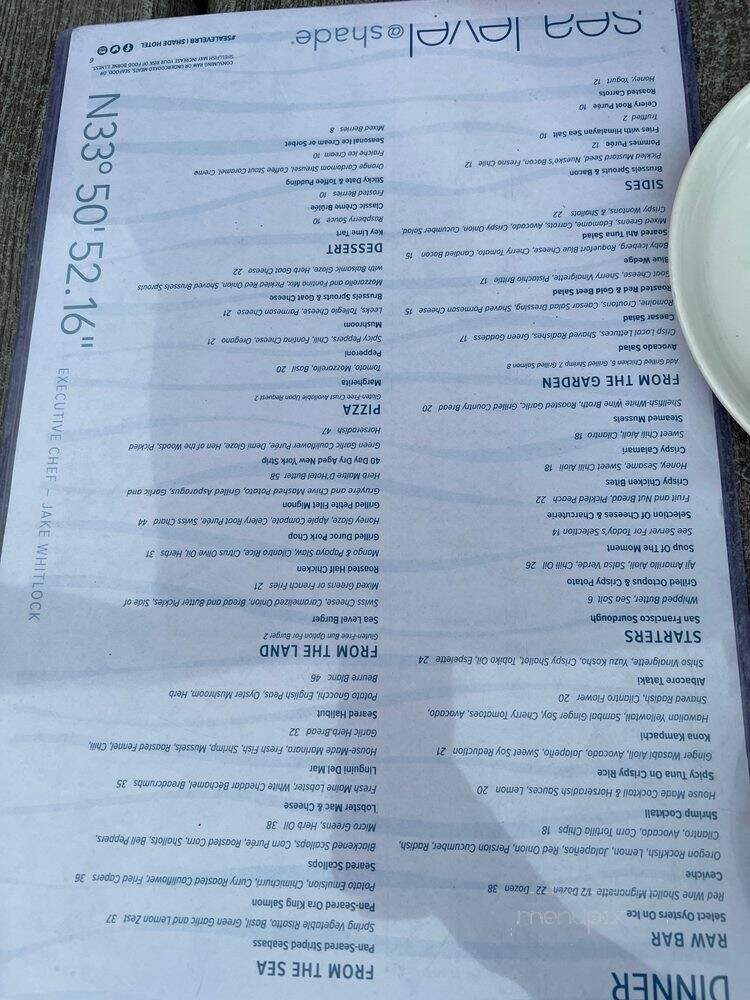 Sea Level Restaurant & Lounge - Redondo Beach, CA menu_pic