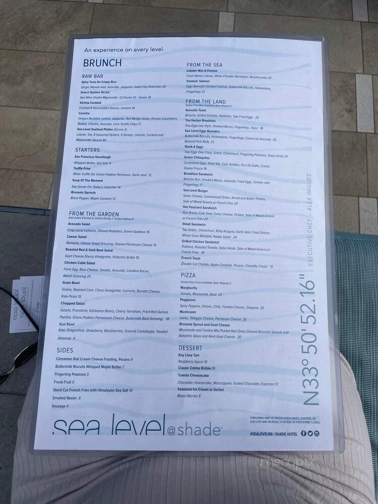 Sea Level Restaurant & Lounge - Redondo Beach, CA menu_pic