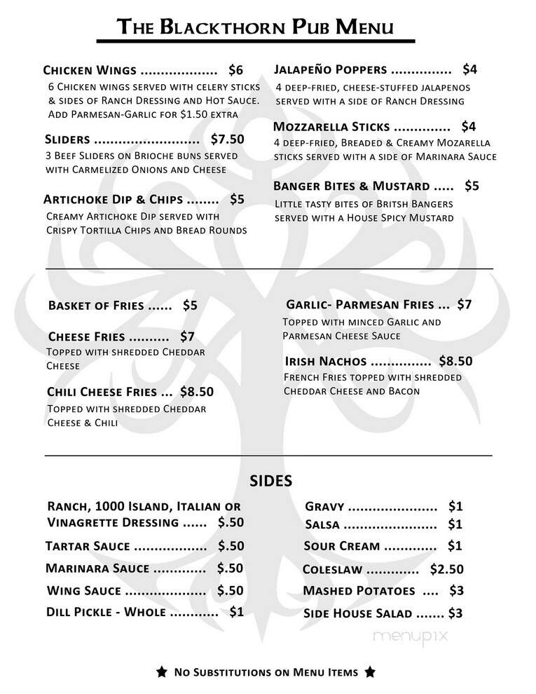 The Blackthorn Pub - Lomita, CA menu_pic