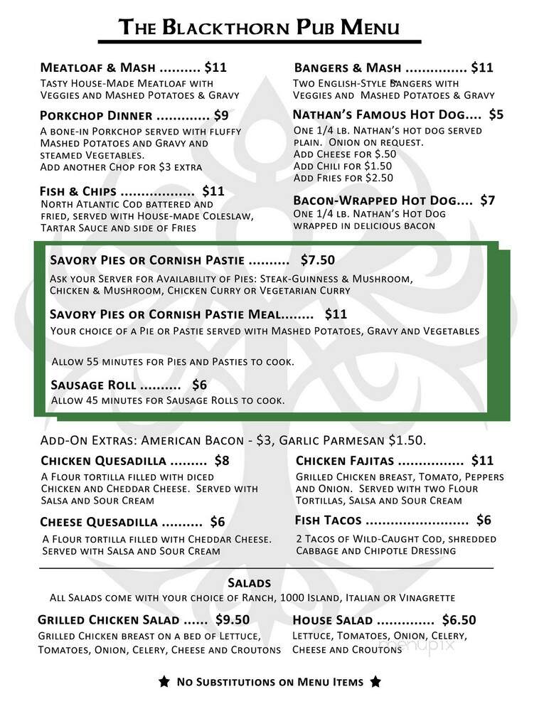 The Blackthorn Pub - Lomita, CA menu_pic