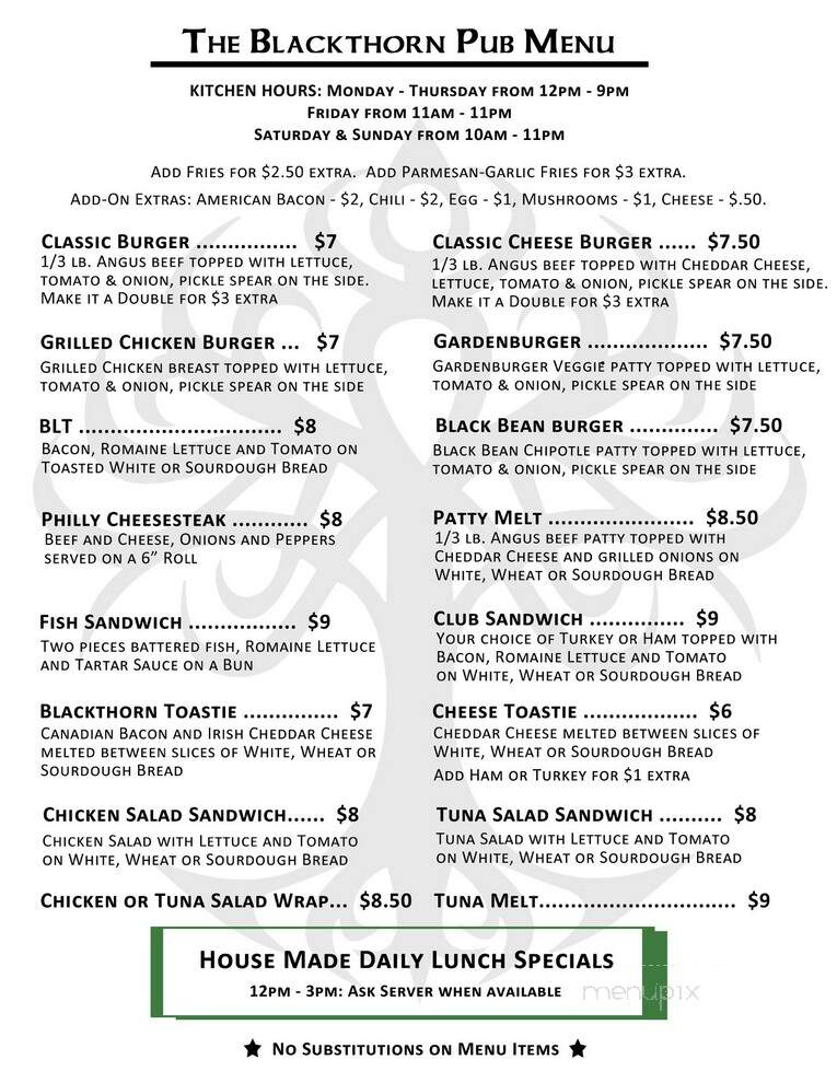 The Blackthorn Pub - Lomita, CA menu_pic