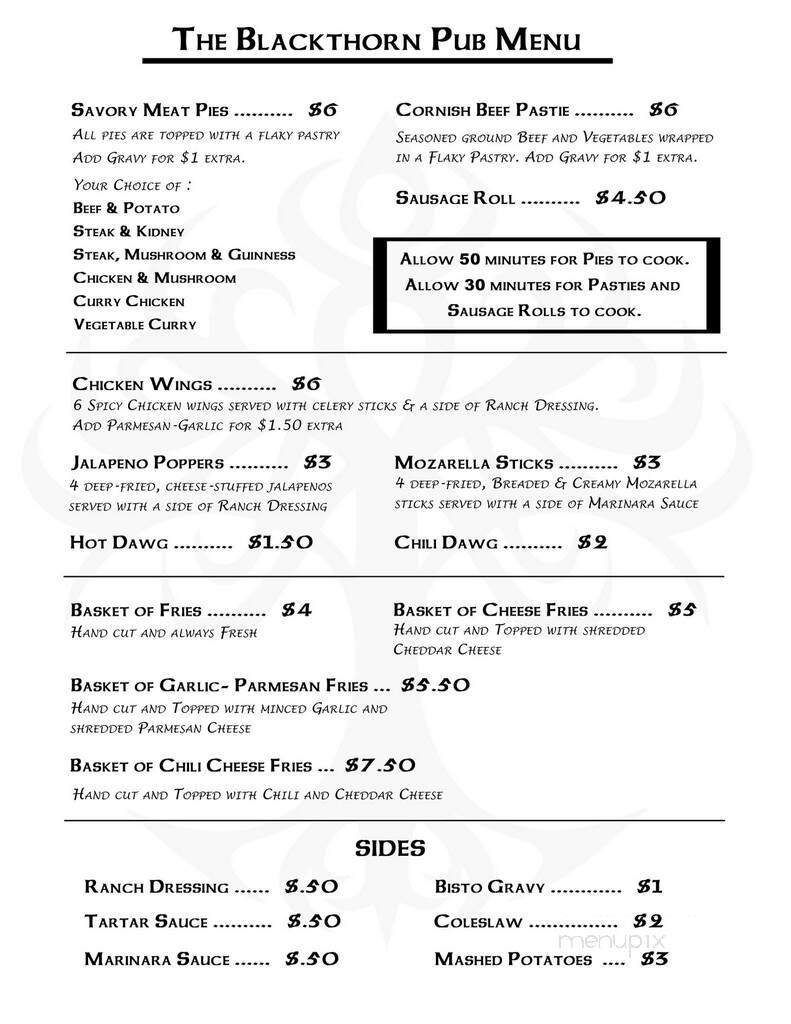 The Blackthorn Pub - Lomita, CA menu_pic