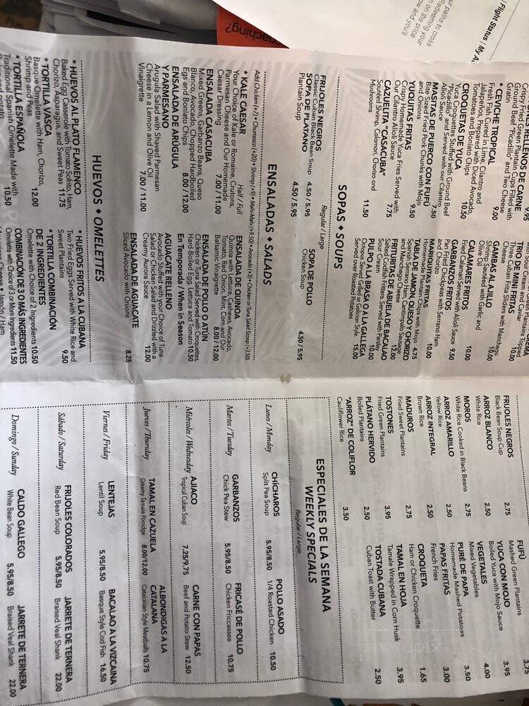 Casacuba Restaurant - South Miami, FL menu_pic