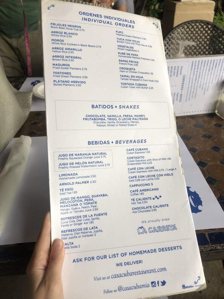 Casacuba Restaurant - South Miami, FL menu_pic