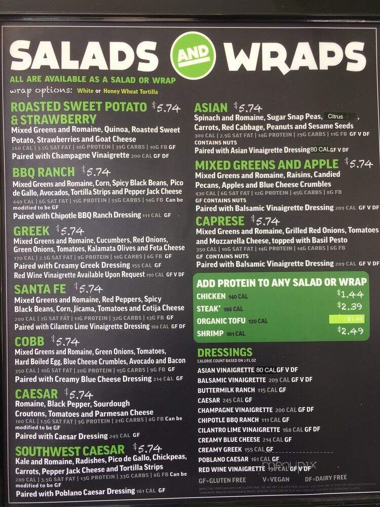 Salad and Go - Phoenix, AZ menu_pic