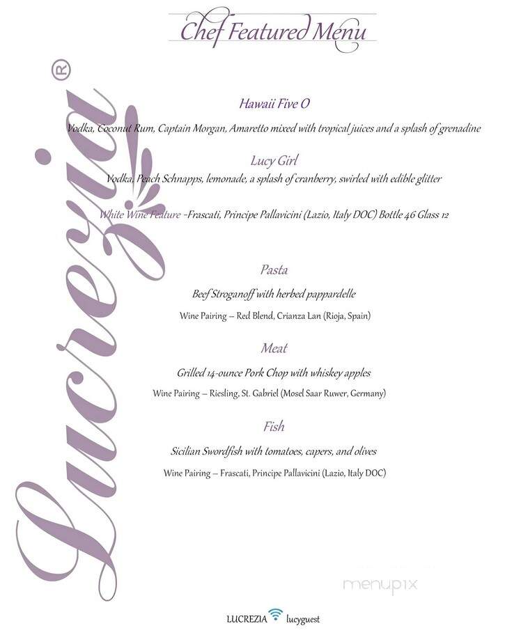 Lucrezia - Culver, IN menu_pic