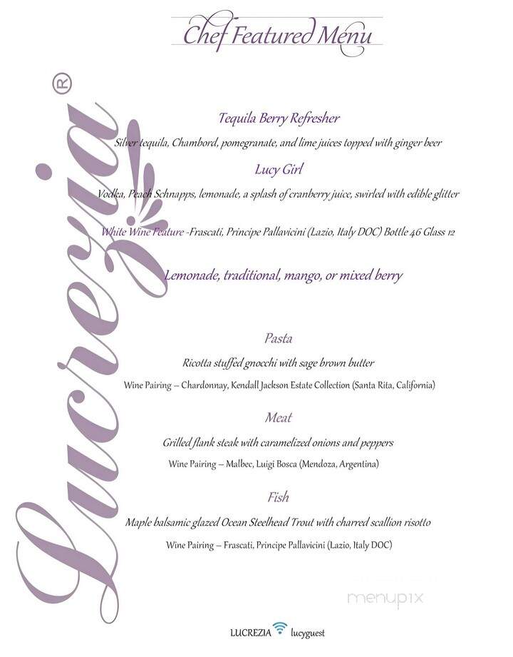 Lucrezia - Culver, IN menu_pic