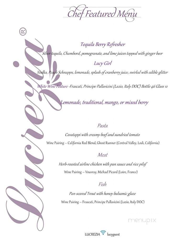 Lucrezia - Culver, IN menu_pic