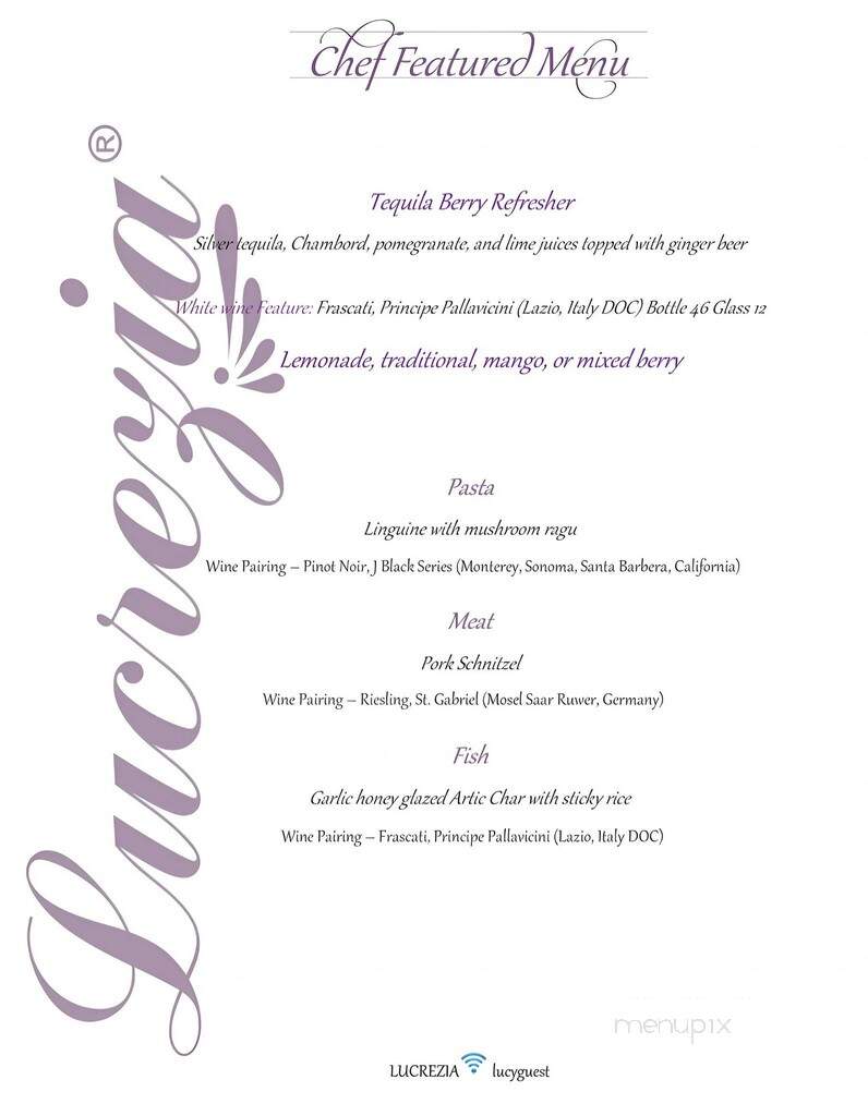 Lucrezia - Culver, IN menu_pic