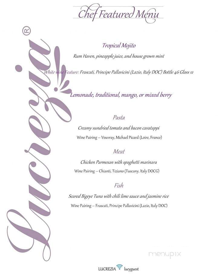 Lucrezia - Culver, IN menu_pic