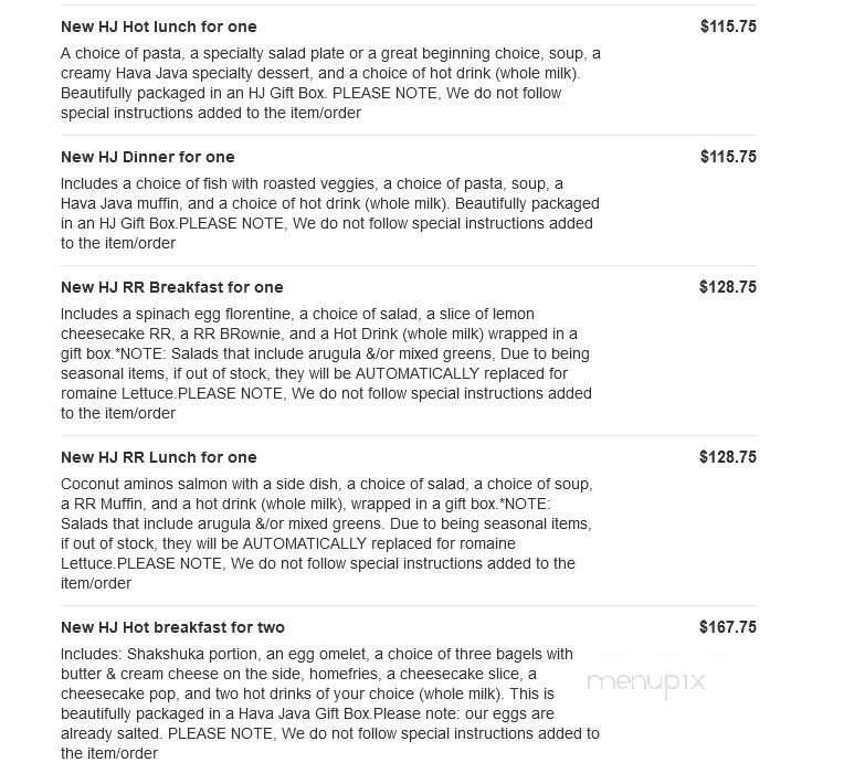 Hava Java - Monsey, NY menu_pic