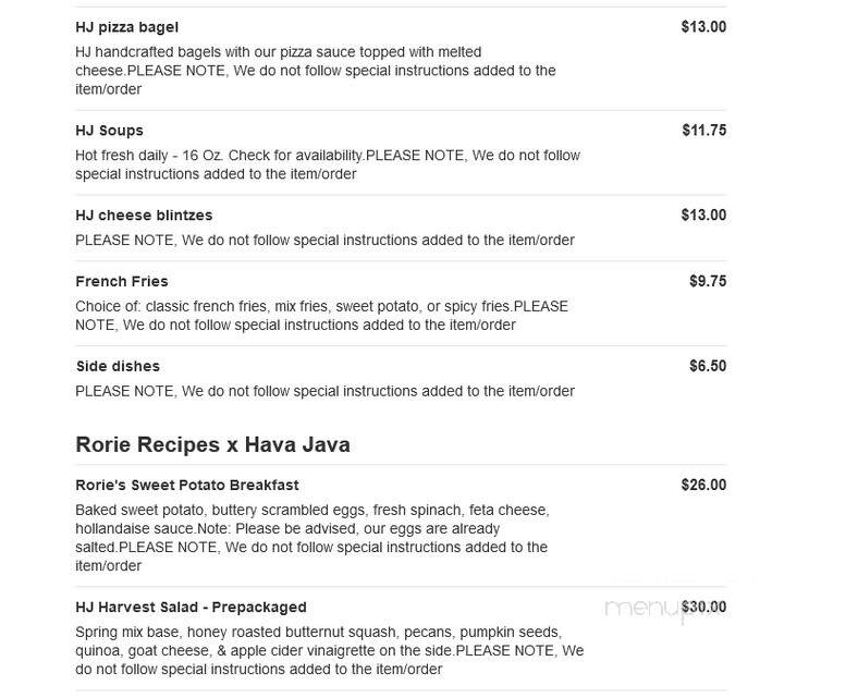 Hava Java - Monsey, NY menu_pic