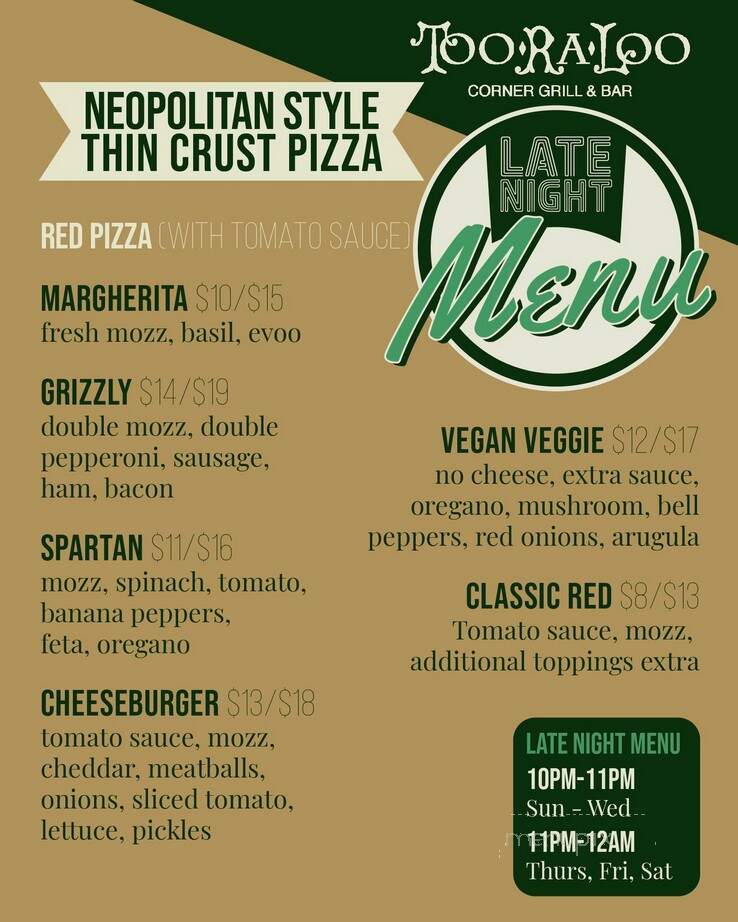 Too Ra Loo - Rochester, MI menu_pic
