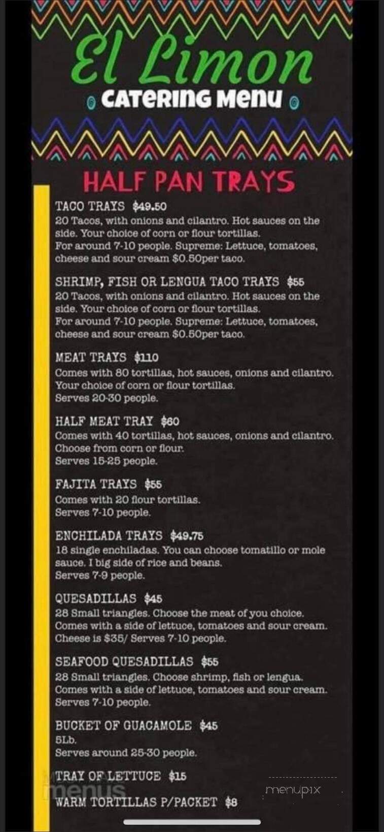 El Limon - West Chester, PA menu_pic