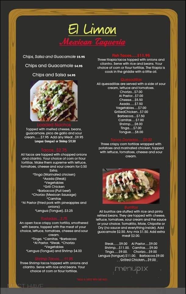 El Limon - West Chester, PA menu_pic