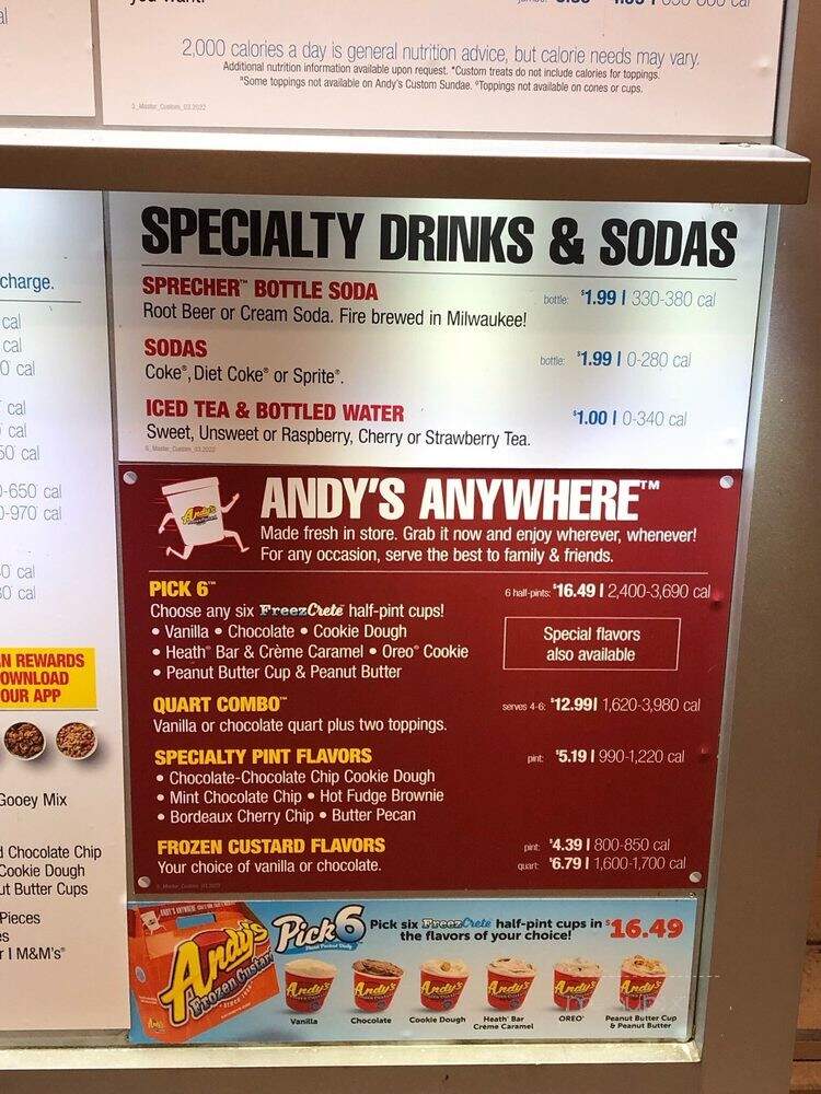 Andy's Frozen Custard - High Point, NC menu_pic