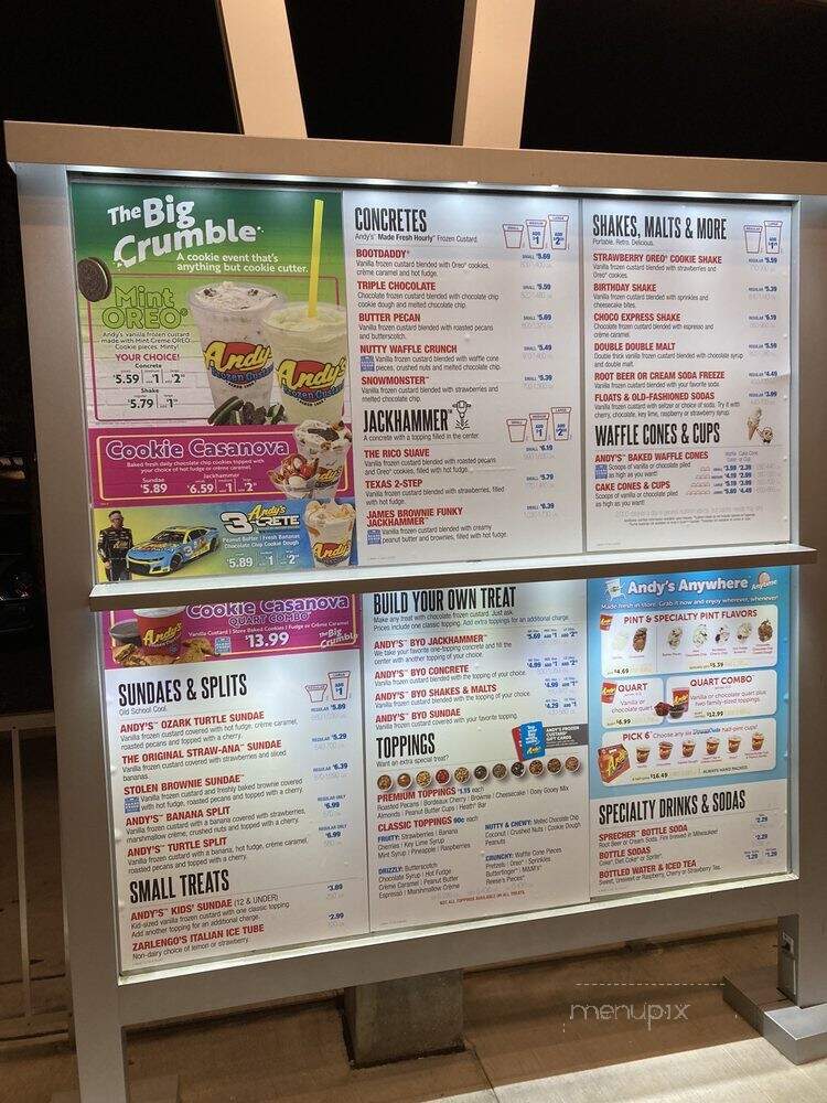 Andy's Frozen Custard - High Point, NC menu_pic