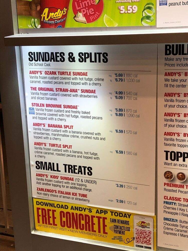 Andy's Frozen Custard - High Point, NC menu_pic