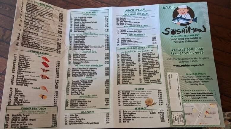 Sushiman - Huntingdon Valley, PA menu_pic