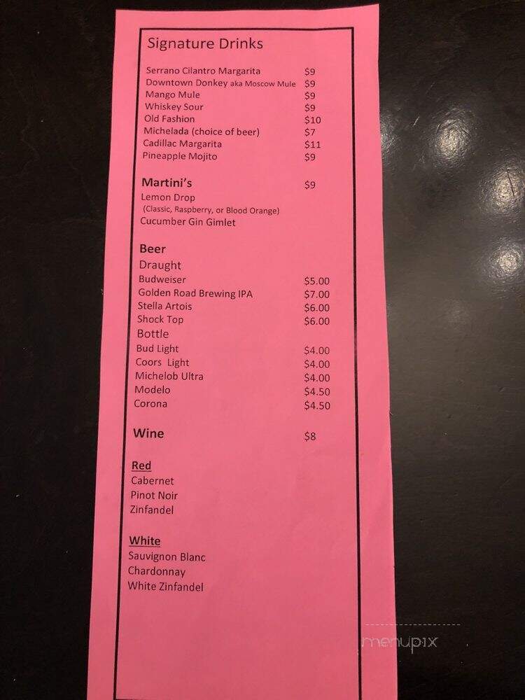 Left of Center - Visalia, CA menu_pic