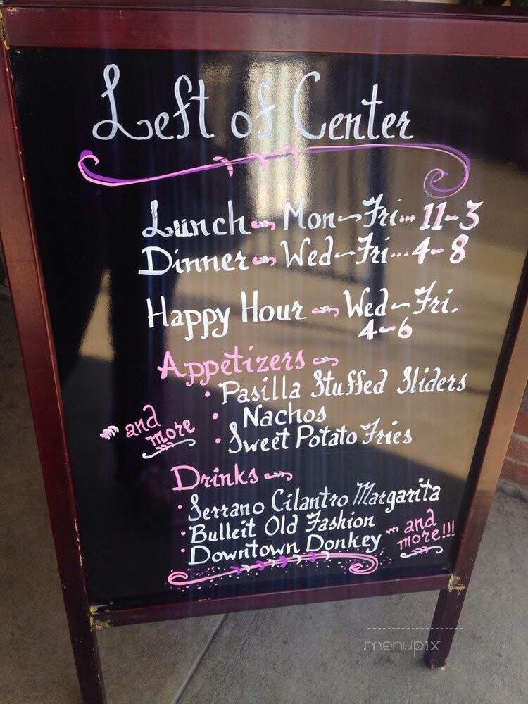 Left of Center - Visalia, CA menu_pic